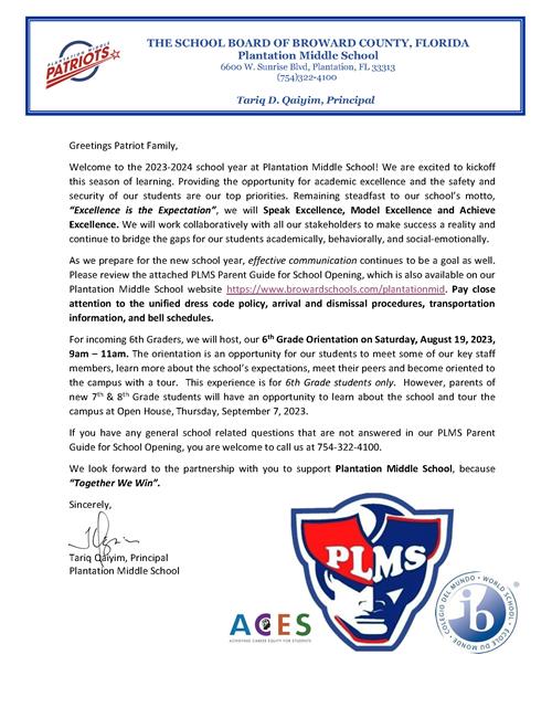 Welcome Letter